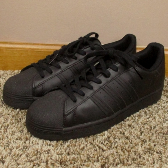 Adidas Originals Superstar Men's 10.5 Black Lace Up Sneakers Shoes - Picture 4 of 11